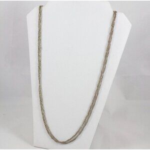 Vintage Double Strand Twisted Link Silver-Tone Metal Chain Necklace 30"